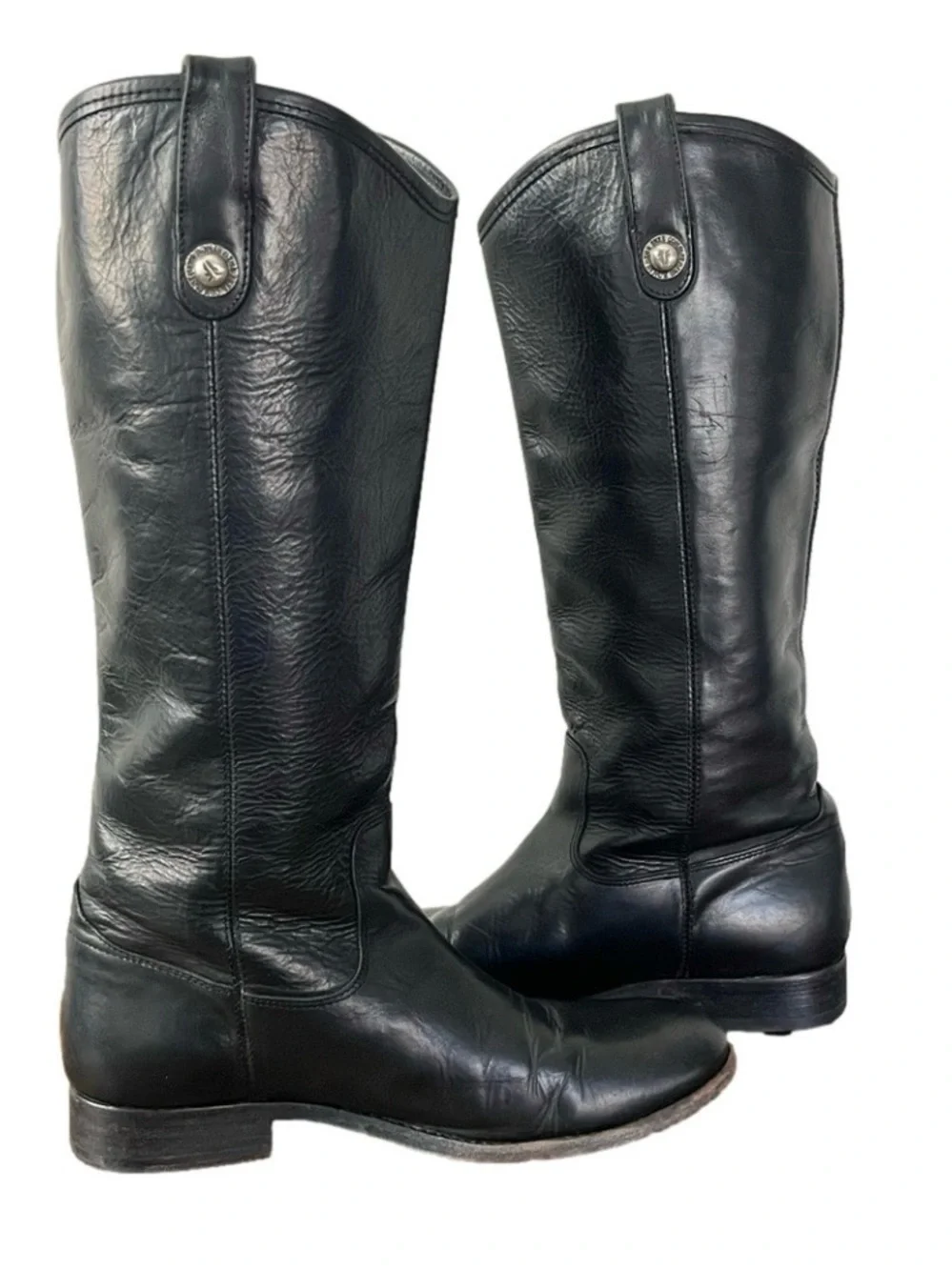 Frye Black Leather Mid-Calf Riding Boots